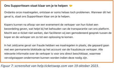 Figuur 7- screenshot van help.ticketswap.com van 19 oktober 2023