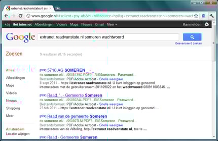 Stap 1: Google op de inloggegevens (klik voor groter)